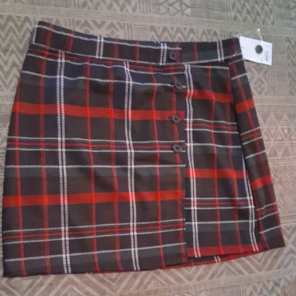 SO Red and Black Plaid Mini Skirt